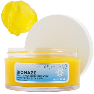 Award winning Yunasence BIOMAZE Gentle Microdermabrasion Balm to Milk Cleanser and gentle exfoliant