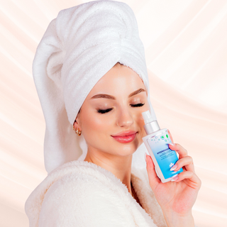 woman modelling with HYDRASSANCE Hydra-Intense Bio-Energizer Essence.