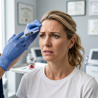 woman looking worried in medical office getting Botox