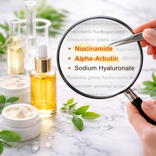 magnifying glass looking at ingredients