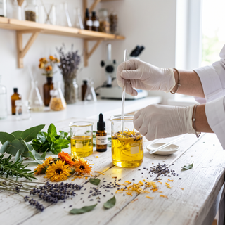 chemist working with natural ingredients