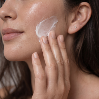 woman applying night cream during the day