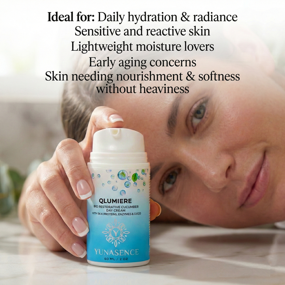Yunasence Qlumiere Organic Day Creme with Cucumber & Co Q10