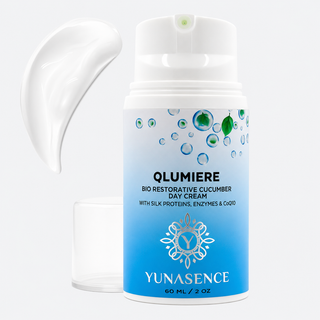 bottle of qlumiere bio restorative cucumber day cream